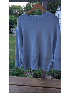 Women's For The Republic Blue Crew Neck Cotton Sweater Size S